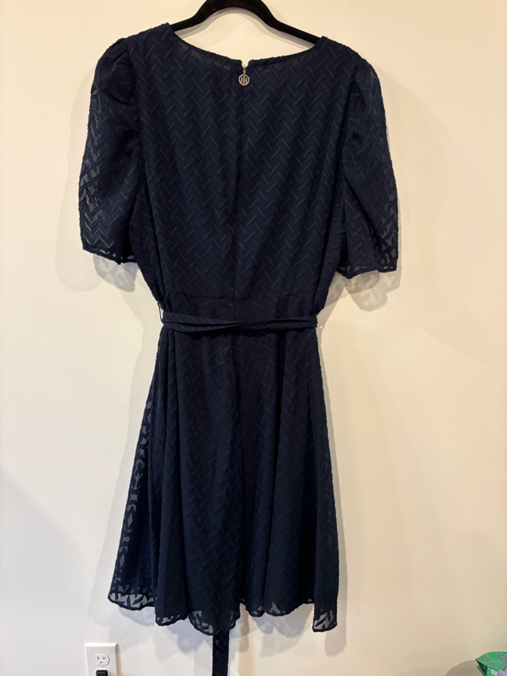 Tommy Hilfiger Navy Textured Short-Sleeve Dress - Picture 6 of 7